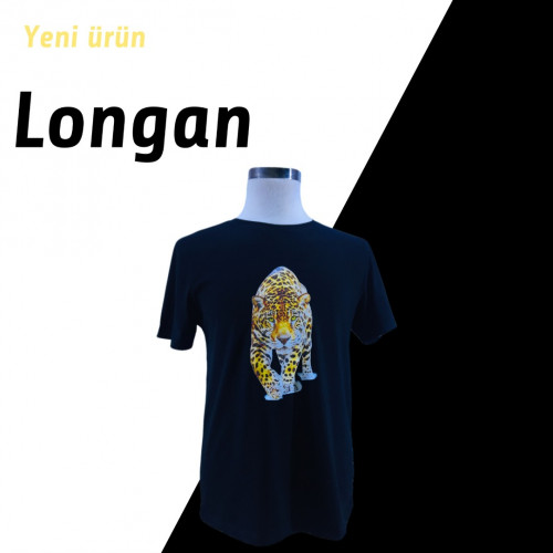 Longan ASLAN Baskılı Rahat Kalıp Pamuklı T-Shirt