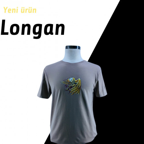 Longan BAYKUŞ Baskılı Rahat Kalıp Pamuklı T-Shirt