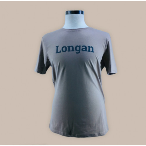 Longan GREY YAZI Baskılı Rahat Kalıp Pamuklı T-Shirt