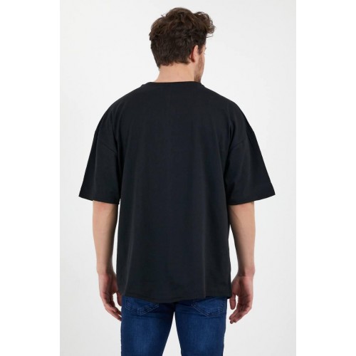 Erkek Oversize Kalıp Siyah Renk %100 Pamuklu T-Shirt
